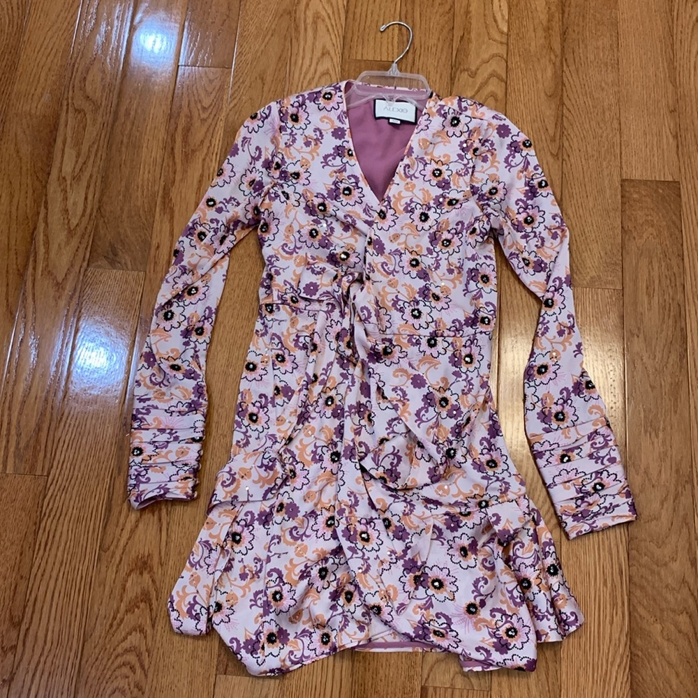 Alexis Satin Embellished Wrap Dress